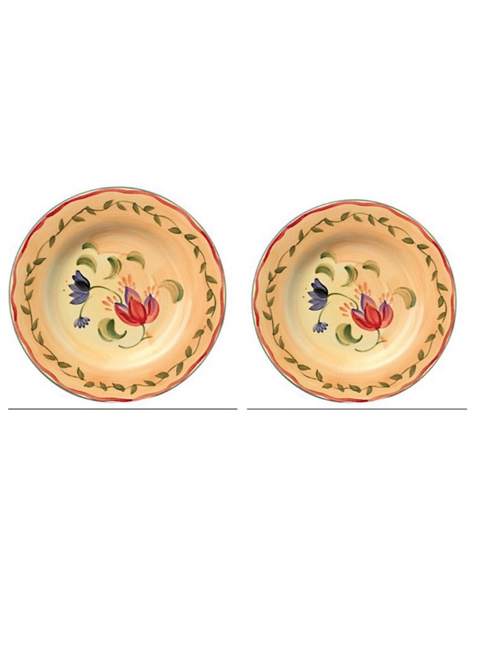 2 Plaltzgraff Napoli Salad Plates Yellow Floral Stoneware Yellow & Orange Easter